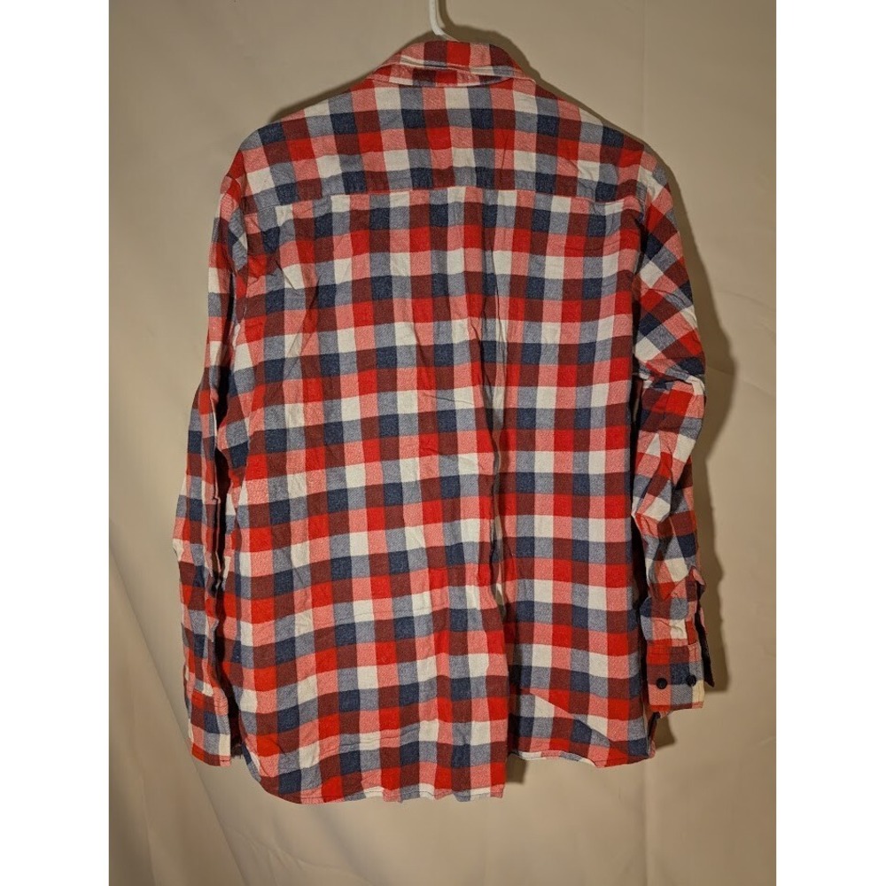 Ozark Trail Flannel Shirt Men's Large Red Blue White Plaid Long Sleeve Cotton - Picture 2 of 3